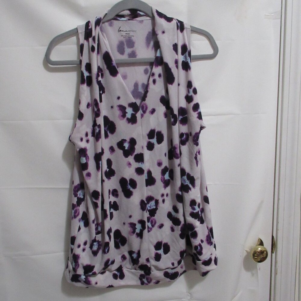Lane Bryant Lavender Sleeveless Tank 18/20 floral watercolor shawl neck blouse